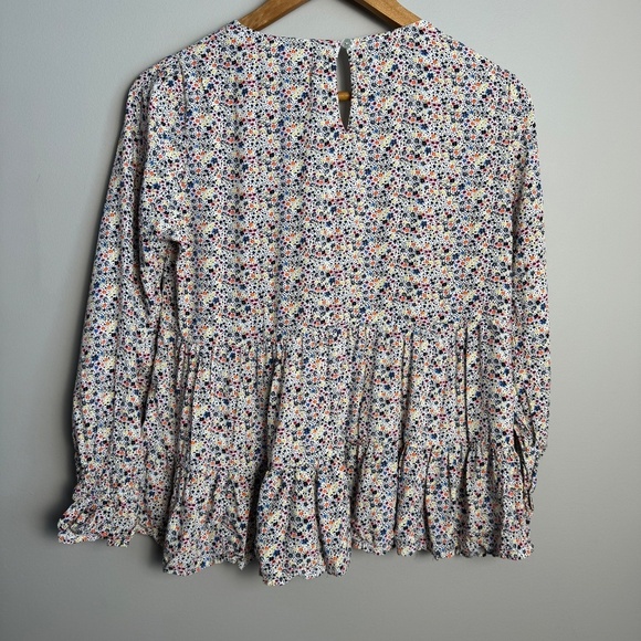 Jane and Delancey Women's Long Sleeve Allover Floral Peplum Top Multicolor Small - Picture 4 of 12